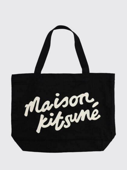 MAISON KITSUNÉ Large Cotton Canvas Tote Bag with Contrast Logo