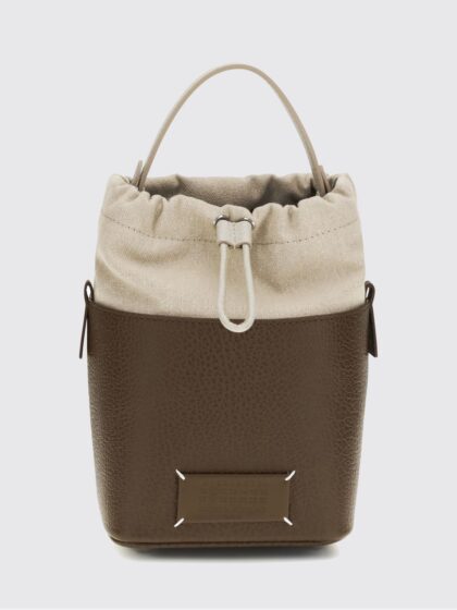 MAISON MARGIELA 5AC Grained Leather and Canvas Bucket Bag