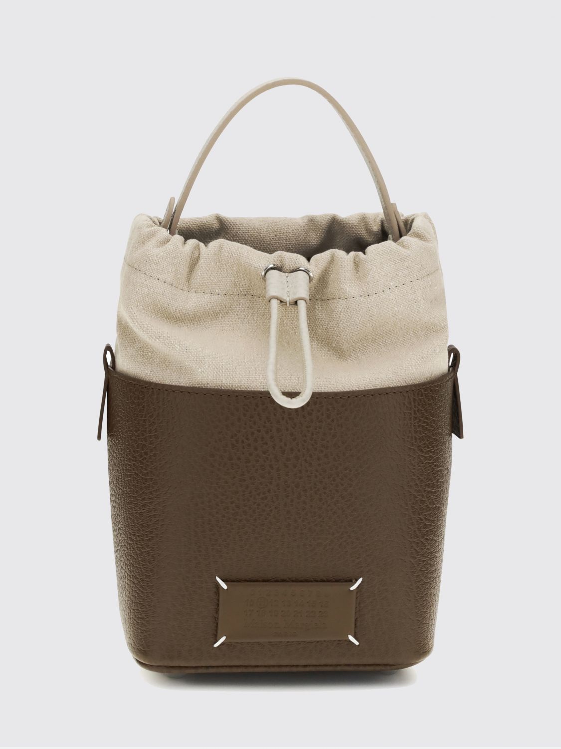 MAISON MARGIELA 5AC Grained Leather and Canvas Bucket Bag