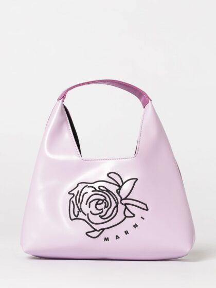 MARNI Faux Leather Bag with Embroidered Flower