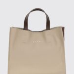 MARNI Medium Bicolour Leather Tote Bag with Double Handle and Strap