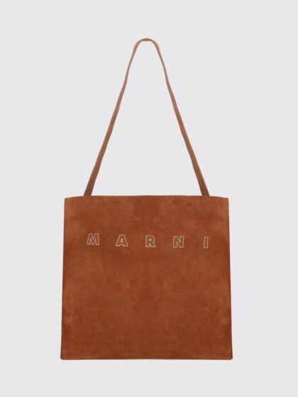 MARNI Museo Calfskin and Suede Tote Bag with Top Handle