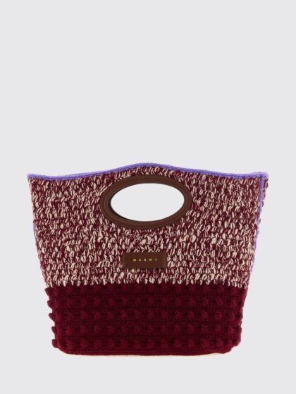 MARNI Small Bicolor Crochet Wool Tote Bag with Leather Inserts