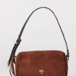 PINKO Boston Suede Mini Shoulder Bag with Love Birds Logo