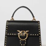 PINKO Love Bag One Calfskin Mini Handbag with Studs and Logo