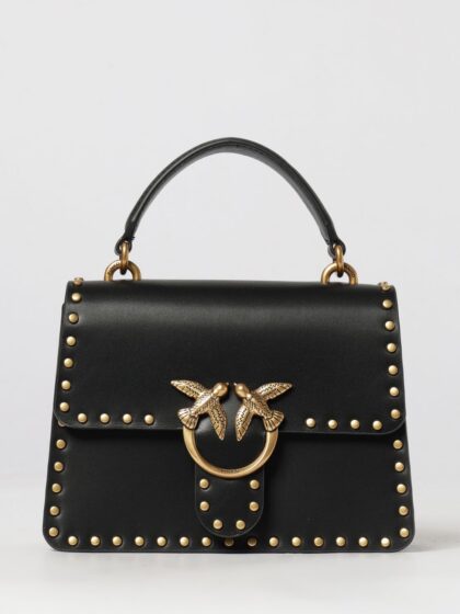 PINKO Love Bag One Calfskin Mini Handbag with Studs and Logo