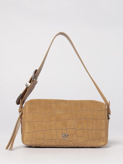 PINKO Medium Croc Print Leather Boston Bag