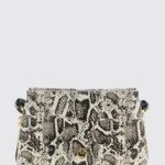 PINKO Python Print Leather Crossbody Bag with Love Birds Logo Buckle