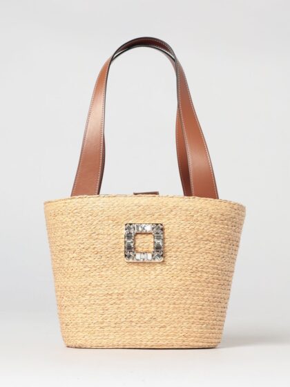 ROGER VIVIER Viv' Skate Raffia Bag With Jewel Buckle