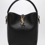 SAINT LAURENT Le 37 Grained Leather Bucket Bag with YSL Monogram