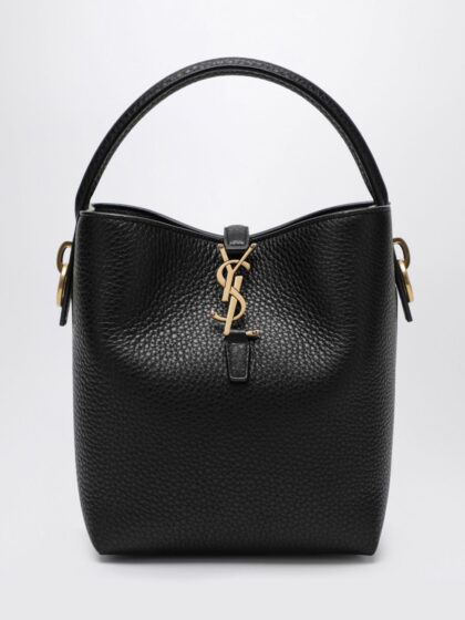 SAINT LAURENT Le 37 Grained Leather Bucket Bag with YSL Monogram