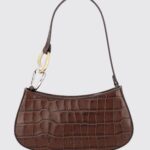 STAUD Ollie Croc-Effect Leather Shoulder Bag with Rounded Shape