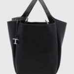 TOD'S Hammered Leather Bucket Bag with Double Handle and Charm