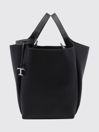 TOD'S Hammered Leather Bucket Bag with Double Handle and Charm