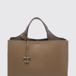 TOD'S Hammered Leather Tote Bag with Double Handle and Shoulder Strap