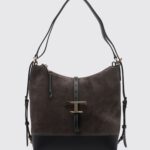 TOD'S T Timeless Bicolour Smooth and Suede Calf Leather Shoulder Bag