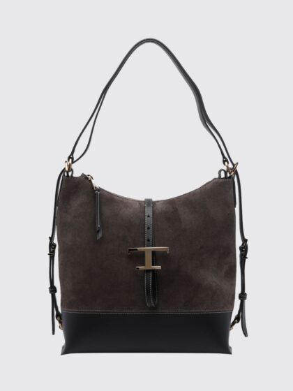 TOD'S T Timeless Bicolour Smooth and Suede Calf Leather Shoulder Bag
