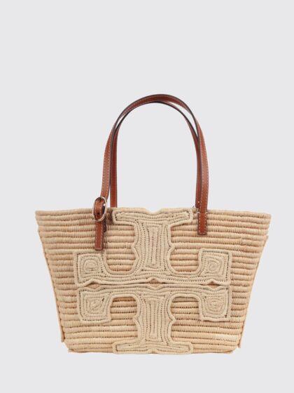 TORY BURCH Ella Crochet Raffia Mini Bag with Embroidered Double T Logo