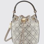 TORY BURCH Mini Monogram Cotton Bucket Bag with Double T Logo