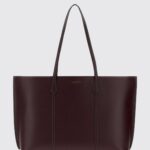 TORY BURCH Perry Grained Calf Leather Tote Bag with Pouch