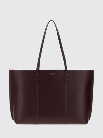 TORY BURCH Perry Grained Calf Leather Tote Bag with Pouch
