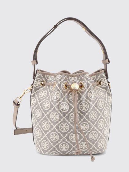 TORY BURCH Small Monogram Cotton Bucket Bag with Removable Pouch