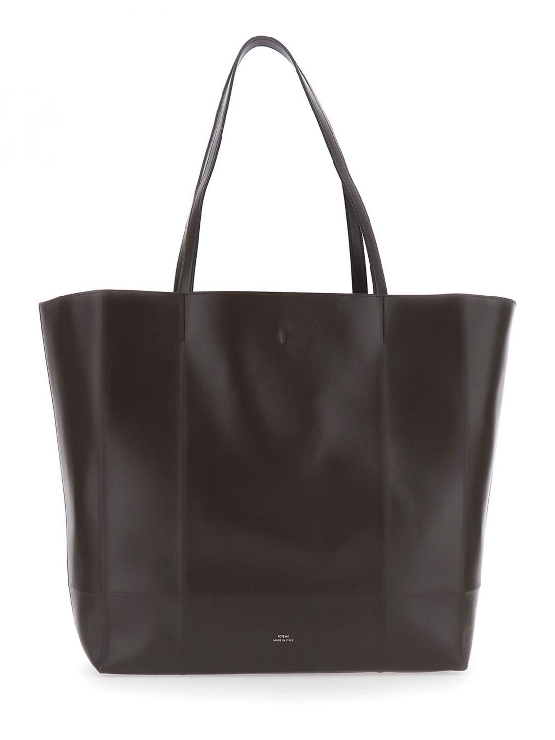 TOTEME Roam Large Smooth Leather Tote Bag with Clasp Closure and Double Handle