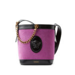 Versace Pivot Mini Suede Bucket Bag