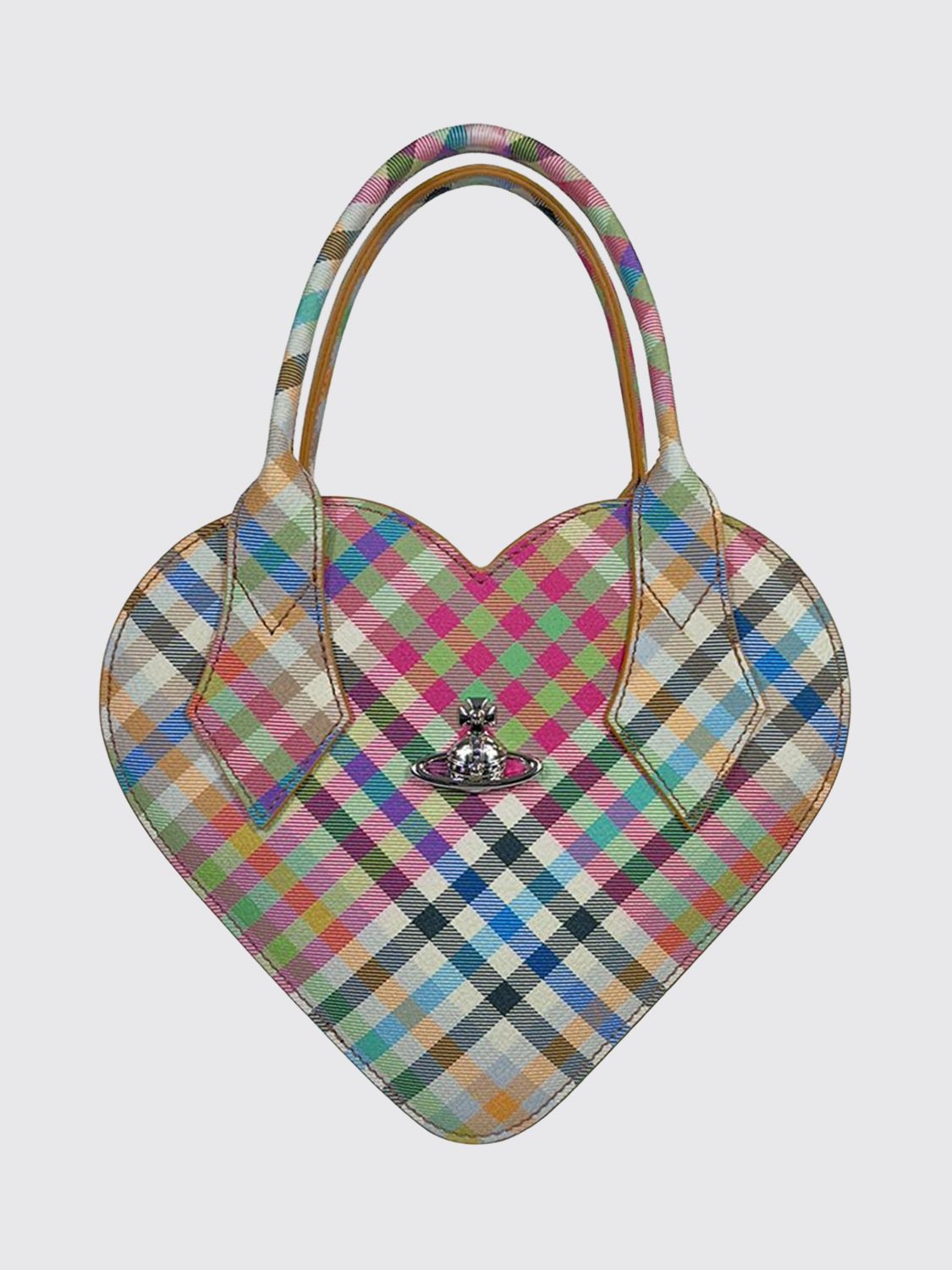 VIVIENNE WESTWOOD Josephine Tartan Heart-Shaped Mini Bag with Metal Orb Logo