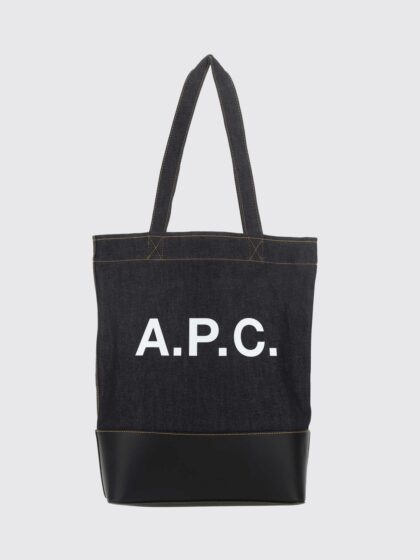 A. P.C. Cotton Denim Tote Bag with Logo