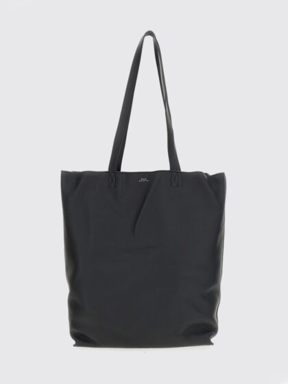 A. P.C. Maiko Large Leather Tote Bag with Double Handle and Laminated Logo