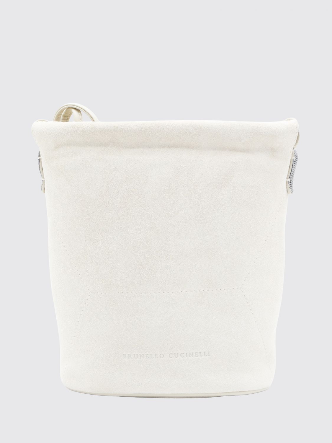 BRUNELLO CUCINELLI Small Suede Bucket Bag with Monili Embellishment