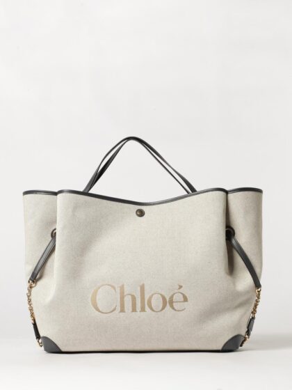 CHLOÉ Clover Large Cotton Tote Bag with Jacquard Logo