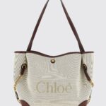 CHLOÉ Clover Shoulder Bag in Canvas with Double Handle and Embroidered Logo