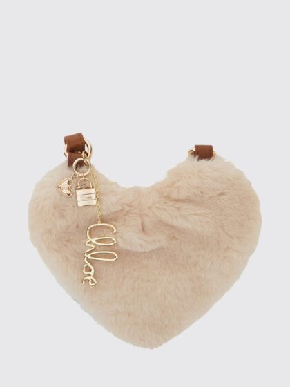 CHLOÉ Kids' Heart-Shaped Faux-Fur Crossbody Bag with Logo