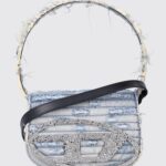 DIESEL 1DR Mini Denim Bag with Rhinestone Oval D Logo