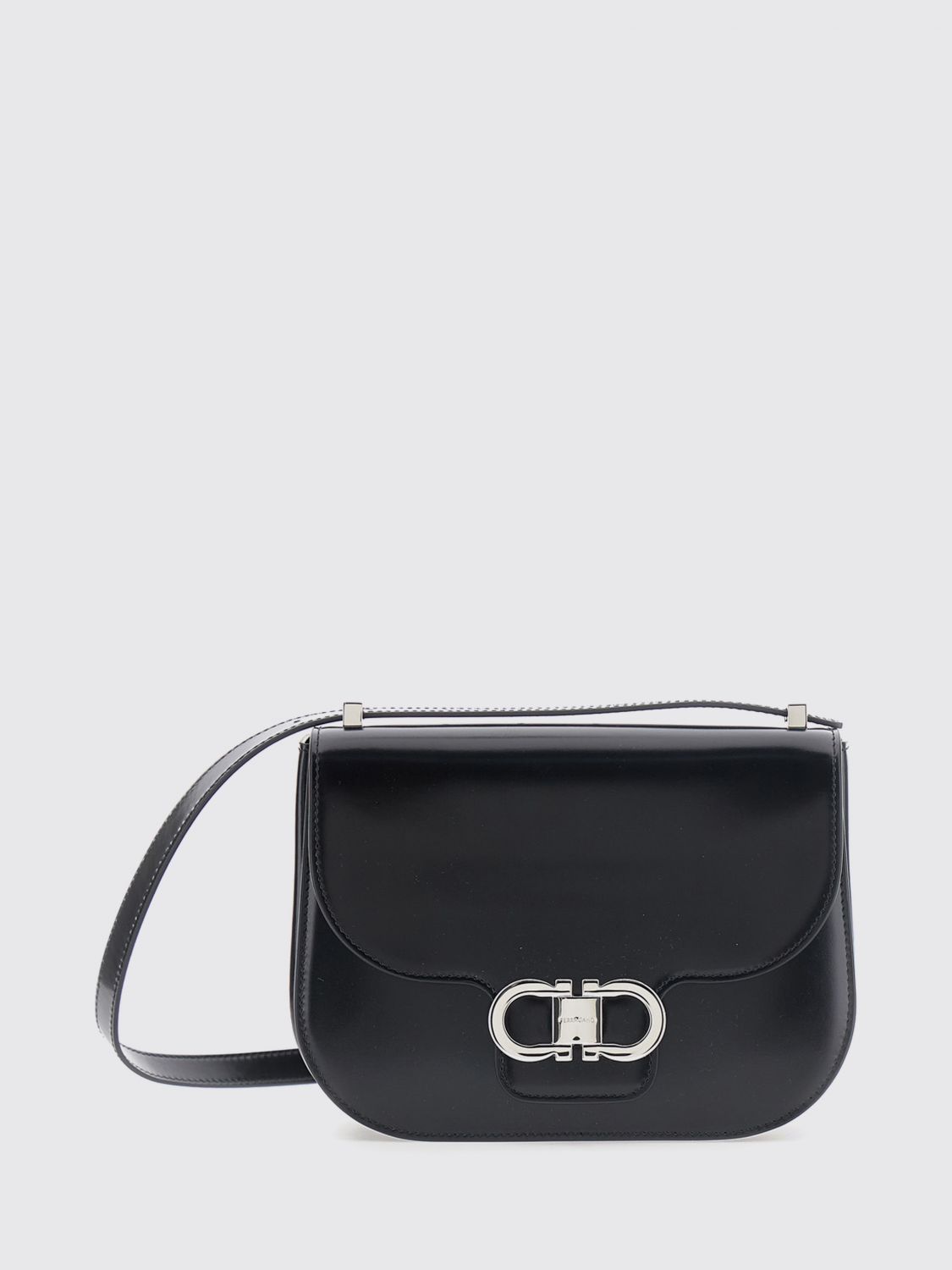 FERRAGAMO Double Gancini Mini Calfskin Crossbody Bag
