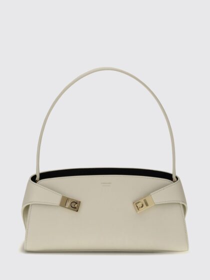 FERRAGAMO Hug East-West Leather Shoulder Bag with Gancini Buckle