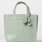 FURLA Divide Small Leather Tote Bag by with Double Handle and Charm