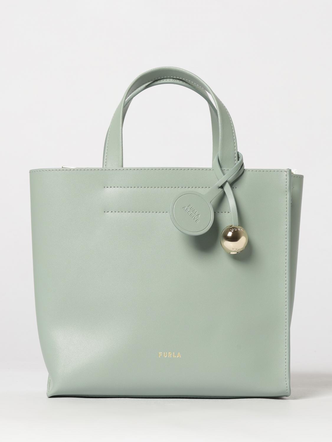 FURLA Divide Small Leather Tote Bag by with Double Handle and Charm