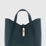 FURLA Goccia Small Grained Leather Tote Bag by with Snap Closure
