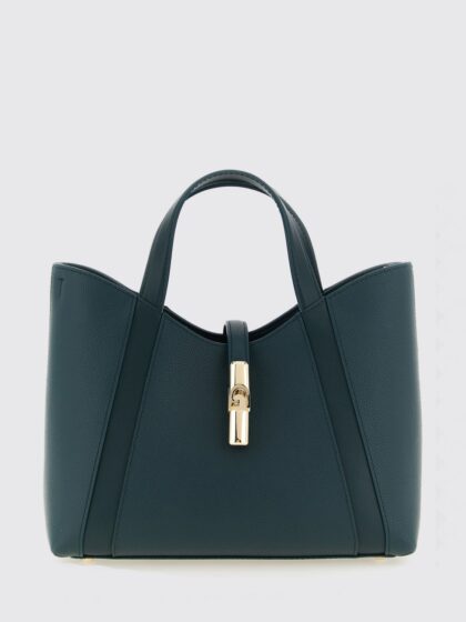 FURLA Goccia Small Grained Leather Tote Bag by with Snap Closure