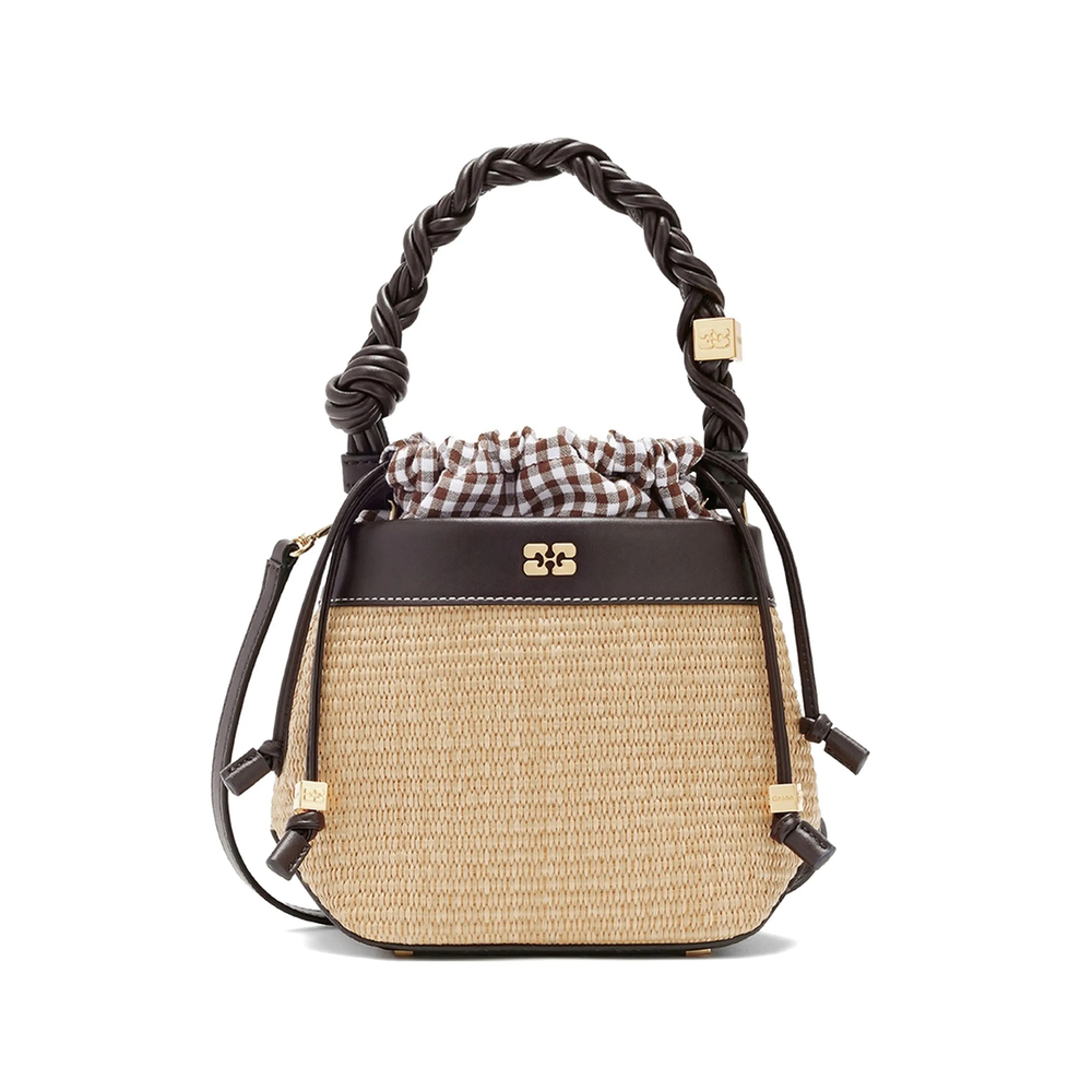 Ganni Bou Bucket Bag In Straw