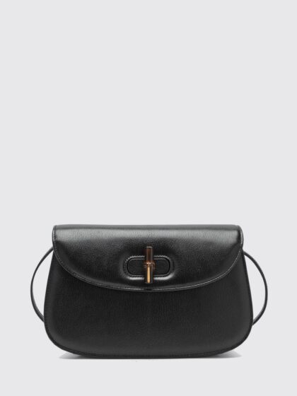 GUCCI Bamboo Small Goat Leather Shoulder Bag with Turn-Lock Closure