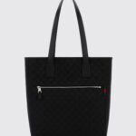 GUCCI GG Monogram Jacquard Fabric Tote Bag with Leather Handles
