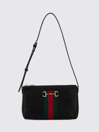 GUCCI Horsebit Web Mini Crossbody Bag in Leather with Web Detail