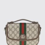 GUCCI Small Ophidia Shoulder Bag in GG Supreme Canvas with Web Stripe