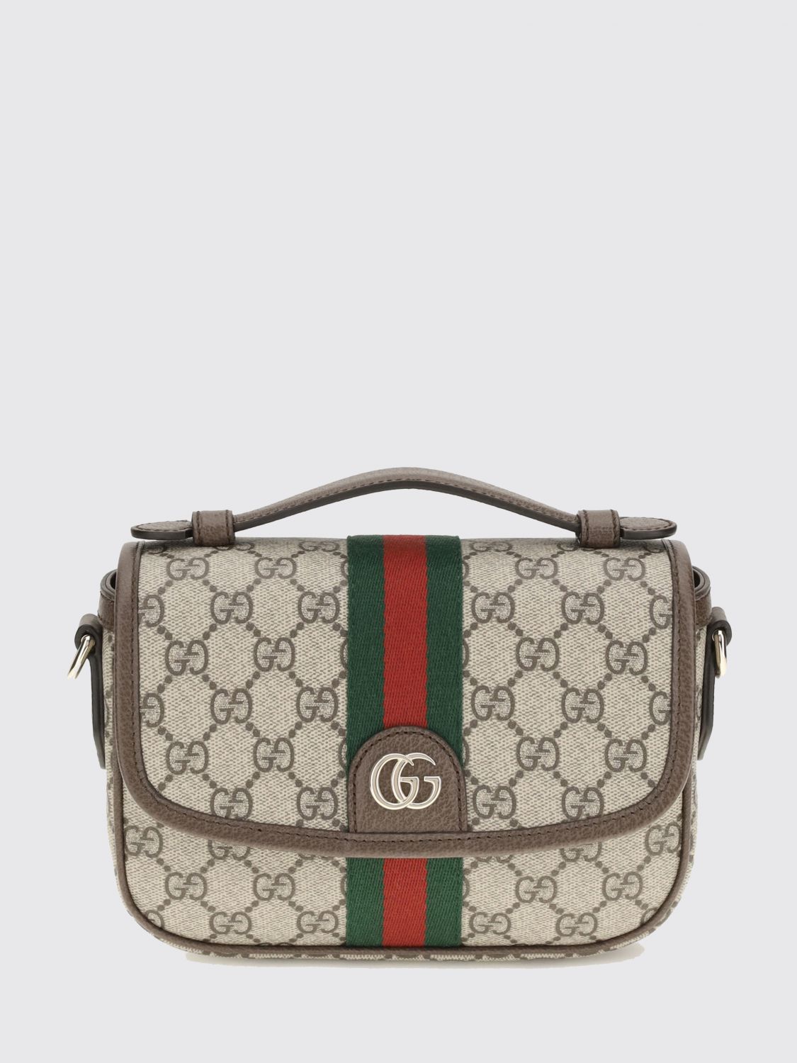 GUCCI Small Ophidia Shoulder Bag in GG Supreme Canvas with Web Stripe
