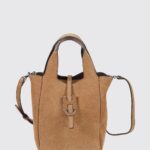 HOGAN Suede Mini Tote Bag with Double Handle and Embossed Logo