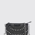LA CARRIE Embroidered Crossbody Bag with Studs, Rhinestones and Chain Strap